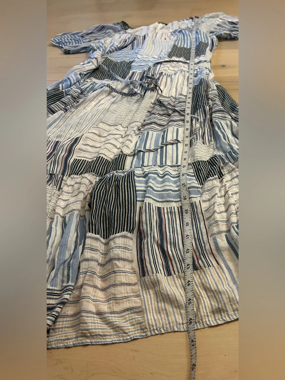 LOFT Patchwork Tie Waist Midi Dress Size M